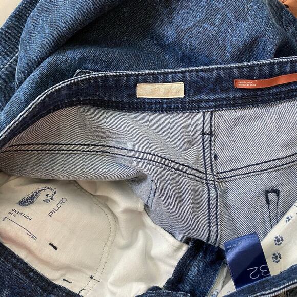 Pilcro Mid Rise Slim Boyfriend Jeans Size 32 Dark Blue Crop Casual Anthropologie - Picture 10 of 14